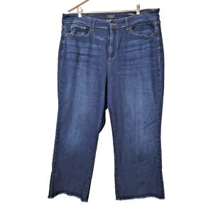 Judy Blue Womens Plus Size 20 Jeans WIDE Leg Dark Wash Blue Stretch Raw Hem